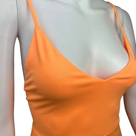 Susana Monaco V-Neck A-Line Mini Dress in Electric Orange Neon - Picture 6 of 16